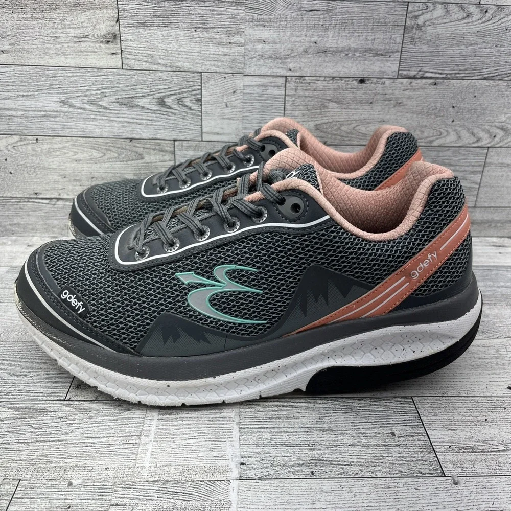 Gravity Defyer GDEFY Mighty Walk Gray Pink Athletic Shoes TB9024FGP Women Sz 8.5